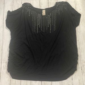 Women’s Faded Glory Black Blouse with Stud Design- Size 3X